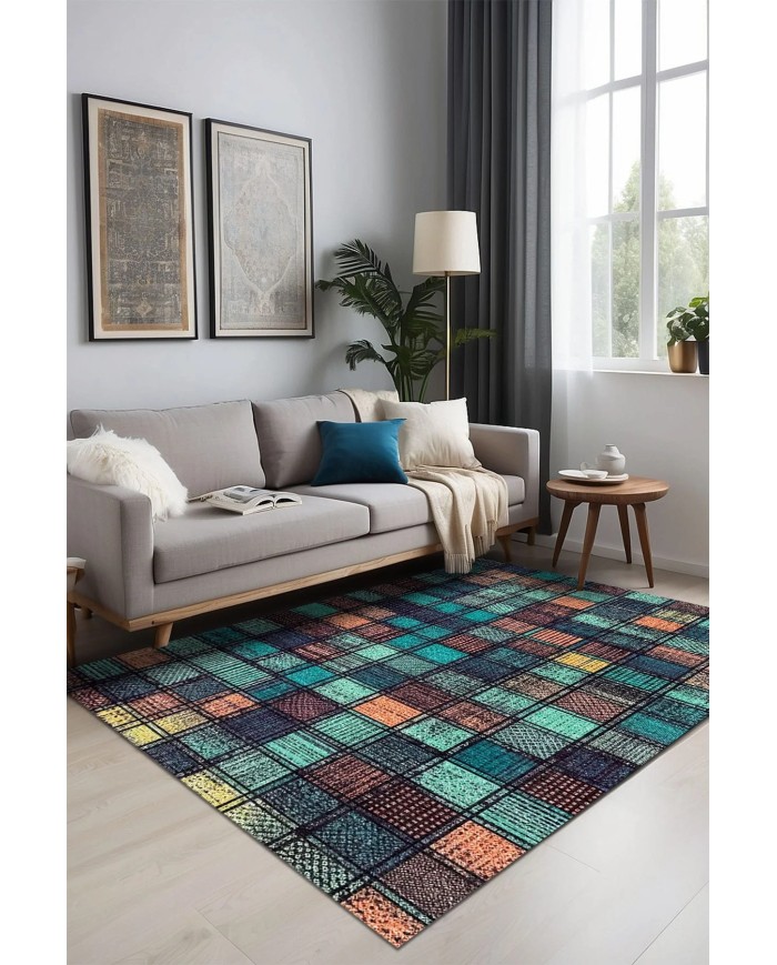 Vera Kadife Yıkanabilir Kaymaz Pamuk Tabanlı Antibakteriyel Salon Halısı