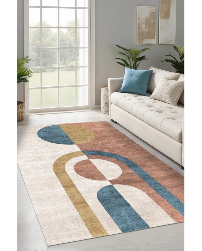 Sarema Kadife Yıkanabilir Kaymaz Pamuk Tabanlı Antibakteriyel Salon Halısı