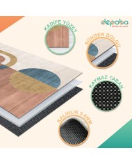 Sarema Kadife Yıkanabilir Kaymaz Pamuk Tabanlı Antibakteriyel Salon Halısı