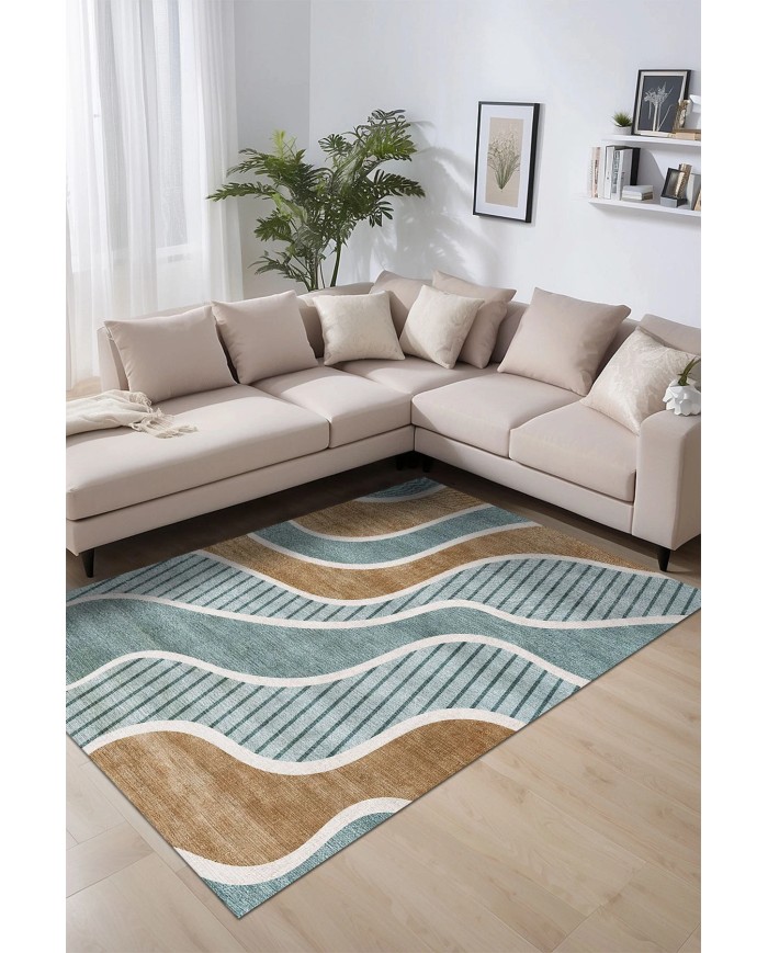 Tedan Kadife Yıkanabilir Kaymaz Pamuk Tabanlı Antibakteriyel Salon Halısı