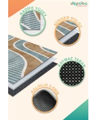 Tedan Kadife Yıkanabilir Kaymaz Pamuk Tabanlı Antibakteriyel Salon Halısı