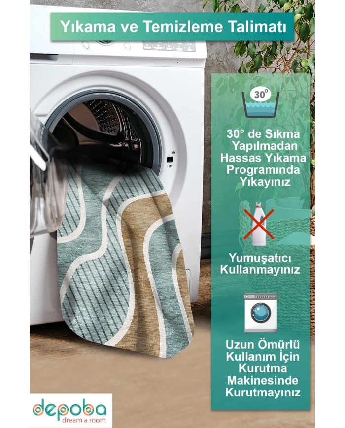 Tedan Kadife Yıkanabilir Kaymaz Pamuk Tabanlı Antibakteriyel Salon Halısı