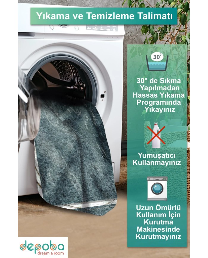 Setap Kadife Yıkanabilir Kaymaz Pamuk Tabanlı Antibakteriyel Salon Halısı