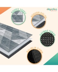 Nedla Kadife Yıkanabilir Kaymaz Pamuk Tabanlı Antibakteriyel Salon Halısı