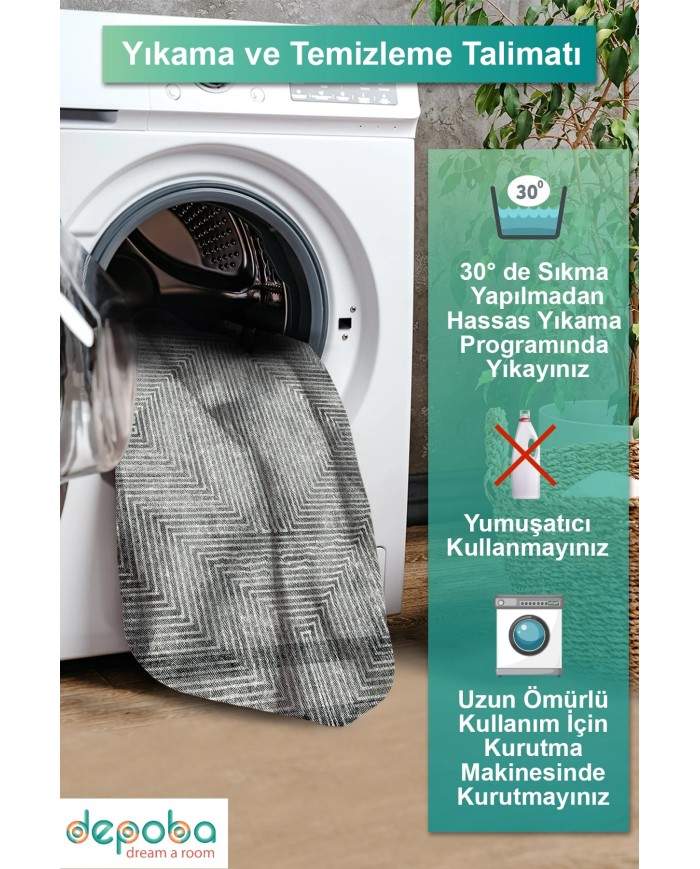 Sala Kadife Yıkanabilir Kaymaz Pamuk Tabanlı Antibaktriyel Salon Halısı