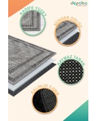 Sala Kadife Yıkanabilir Kaymaz Pamuk Tabanlı Antibaktriyel Salon Halısı