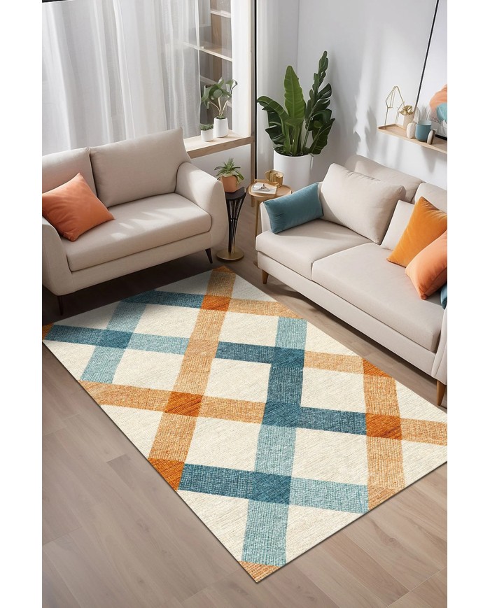 Nasem Kadife Yıkanabilir Kaymaz Pamuk Tabanlı Antibakteriyel Salon Halısı