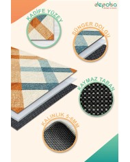 Nasem Kadife Yıkanabilir Kaymaz Pamuk Tabanlı Antibakteriyel Salon Halısı