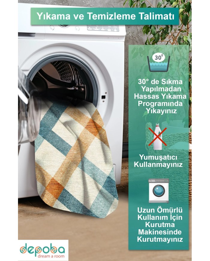 Nasem Kadife Yıkanabilir Kaymaz Pamuk Tabanlı Antibakteriyel Salon Halısı