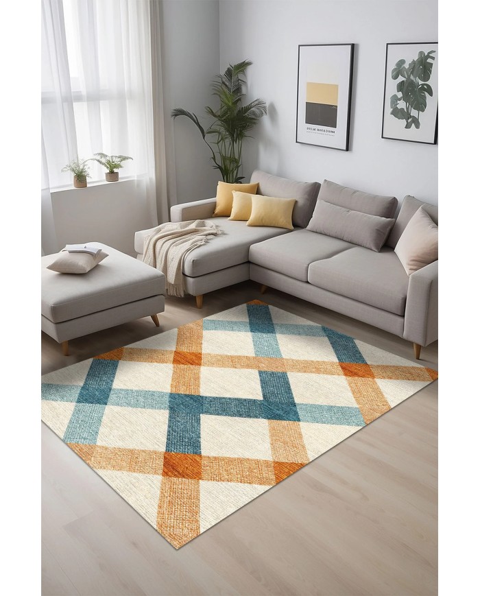 Nasem Kadife Yıkanabilir Kaymaz Pamuk Tabanlı Antibakteriyel Salon Halısı