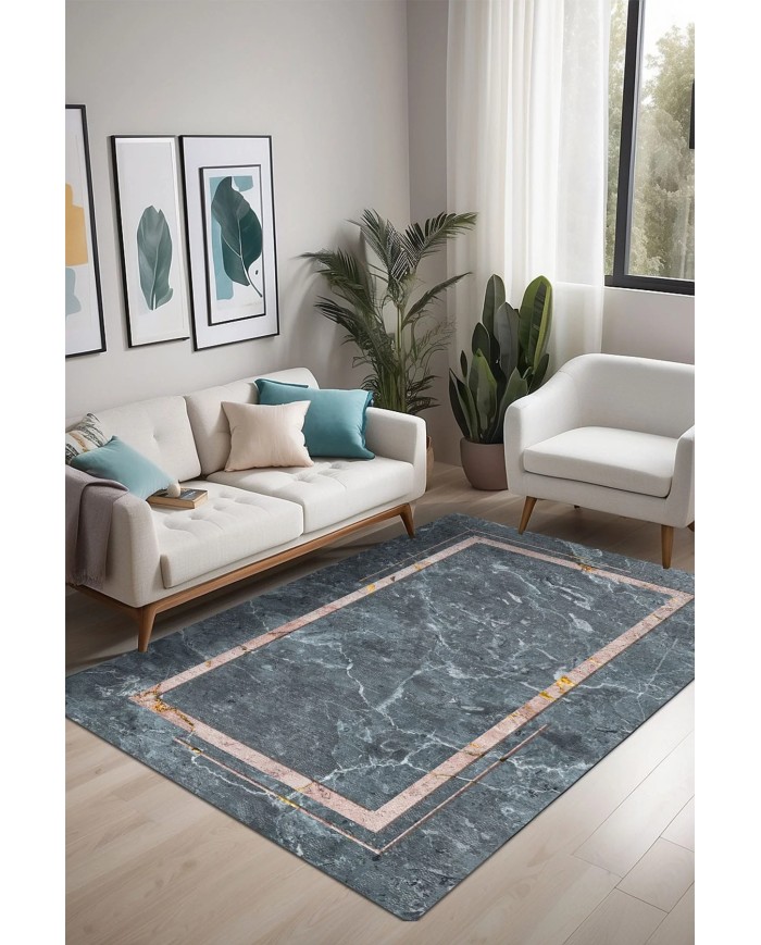 Faran Kadife Yıkanabilir Kaymaz Pamuk Tabanlı Antibakteriyel Salon Halısı