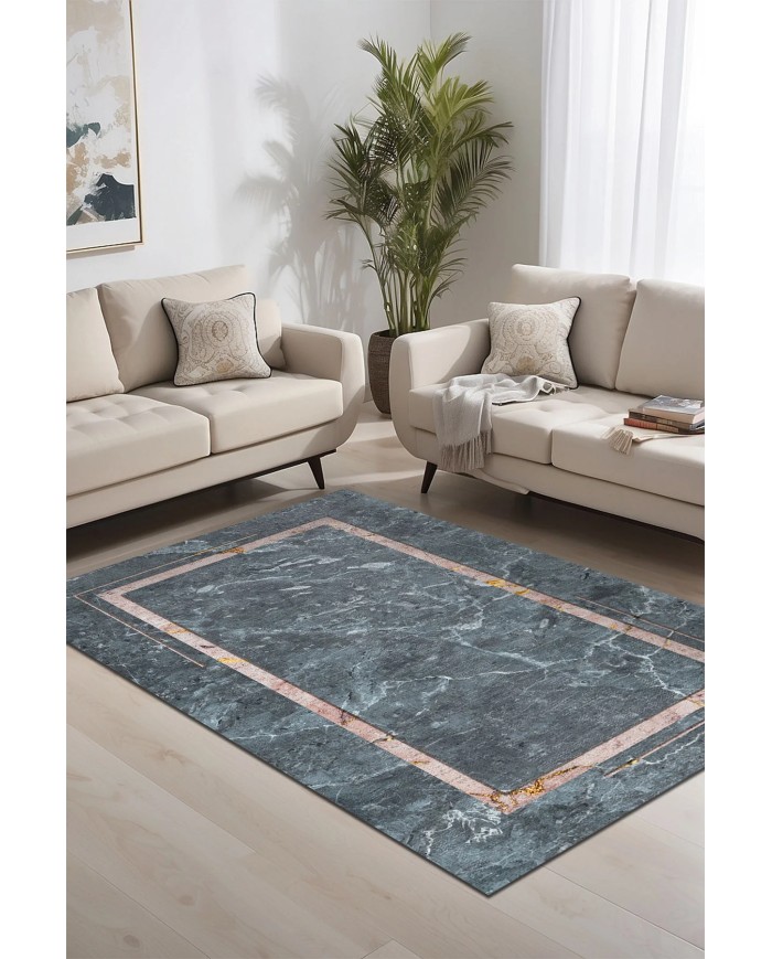 Faran Kadife Yıkanabilir Kaymaz Pamuk Tabanlı Antibakteriyel Salon Halısı