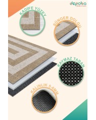 Gena Kadife Yıkanabilir Kaymaz Pamuk Tabanlı Antibakteriyel Salon Halısı