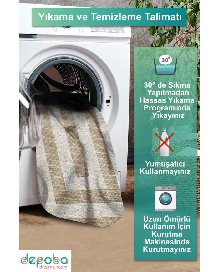 Gena Kadife Yıkanabilir Kaymaz Pamuk Tabanlı Antibakteriyel Salon Halısı