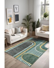 Grenz Kadife Yıkanabilir Kaymaz Pamuk Tabanlı Antibakteriyel Salon Halısı