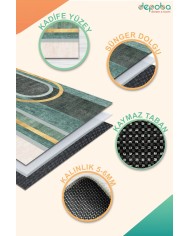 Grenz Kadife Yıkanabilir Kaymaz Pamuk Tabanlı Antibakteriyel Salon Halısı