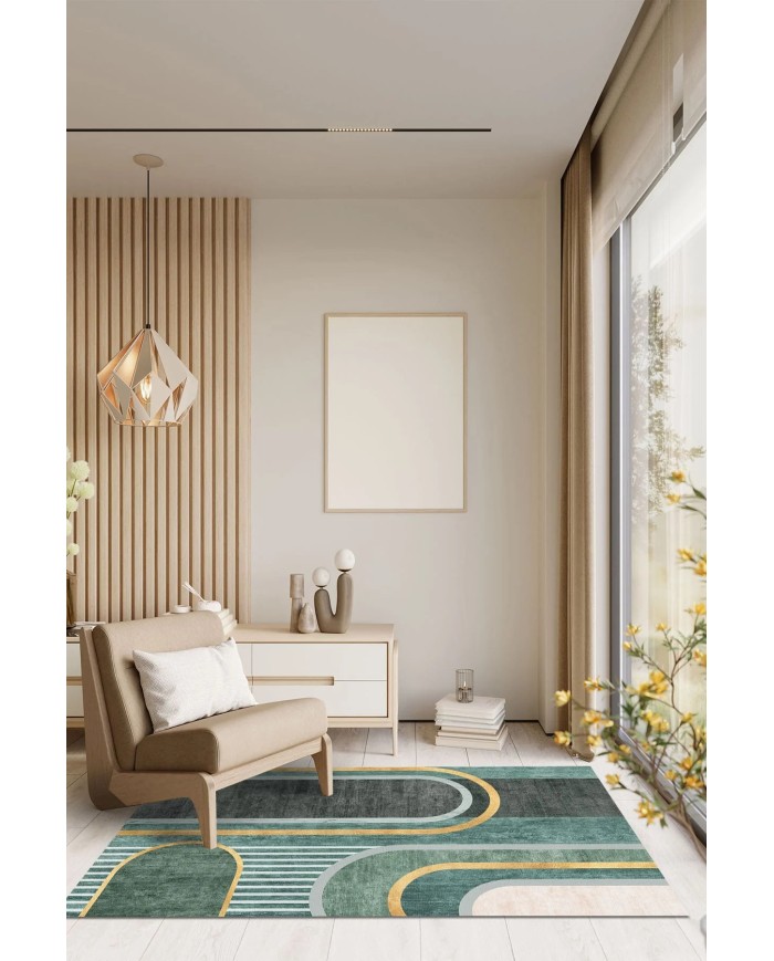 Grenz Kadife Yıkanabilir Kaymaz Pamuk Tabanlı Antibakteriyel Salon Halısı