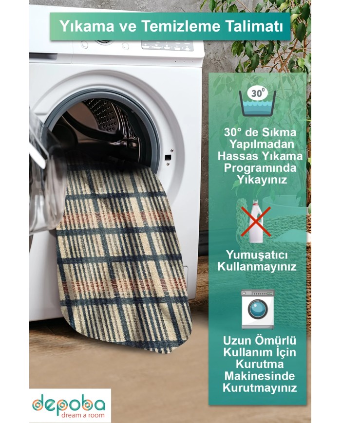 Camen Kadife Yıkanabilir Kaymaz Pamuk Tabanlı Antibakteriyel Salon Halısı