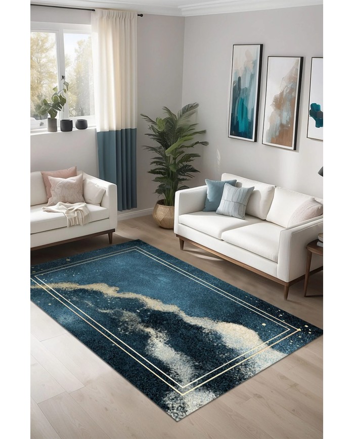 Derpa Kadife Yıkanabilir Kaymaz Pamuk Tabanlı Antibakteriyel Salon Halısı