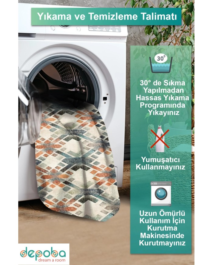 Sapre Kadife Antibakteriyel Yıkanabilir Kaymaz Pamuk Tabanlı Yolluk