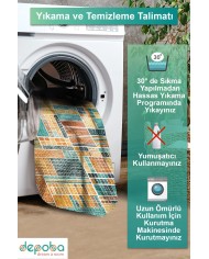 Abela Kadife Yıkanabilir Kaymaz Pamuk Tabanlı Antibakteriyel Yuvarlak Halı