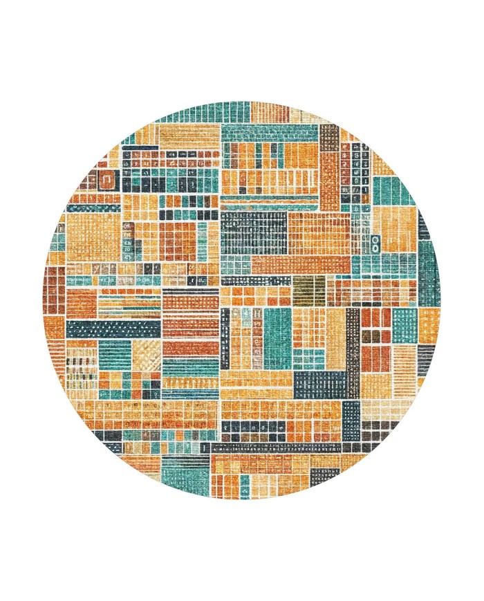 Abela Kadife Yıkanabilir Kaymaz Pamuk Tabanlı Antibakteriyel Yuvarlak Halı