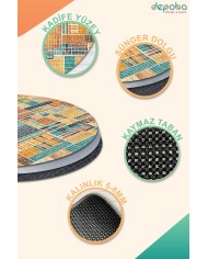 Abela Kadife Yıkanabilir Kaymaz Pamuk Tabanlı Antibakteriyel Yuvarlak Halı