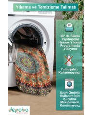 Depas Kadife Yıkanabilir Kaymaz Pamuk Tabanlı Antibakteriyel Yuvarlak Halı