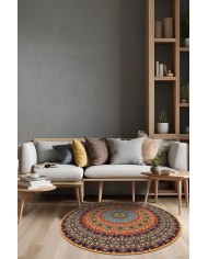 Depas Kadife Yıkanabilir Kaymaz Pamuk Tabanlı Antibakteriyel Yuvarlak Halı