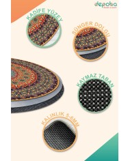 Depas Kadife Yıkanabilir Kaymaz Pamuk Tabanlı Antibakteriyel Yuvarlak Halı