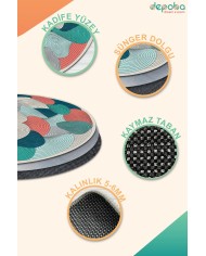 Elsen Kadife Yıkanabilir Kaymaz Pamuk Tabanlı Antibakteriyel Yuvarlak Halı