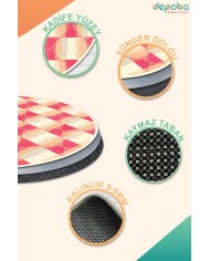 Fatan Kadife Yıkanabilir Kaymaz Pamuk Tabanlı Antibakteriyel Yuvarlak Halı