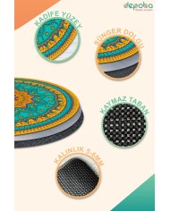 Nares Kadife Yıkanabilir Kaymaz Pamuk Tabanlı Antibakteriyel Yuvarlak Halı