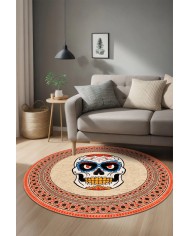 Kleta Kadife Yıkanabilir Kaymaz Pamuk Tabanlı Antibakteriyel Yuvarlak Halı