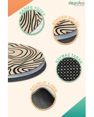 Hensa Kadife Yıkanabilir Kaymaz Pamuk Tabanlı Antibakteriyel Yuvarlak Halı