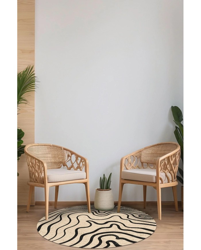 Hensa Kadife Yıkanabilir Kaymaz Pamuk Tabanlı Antibakteriyel Yuvarlak Halı