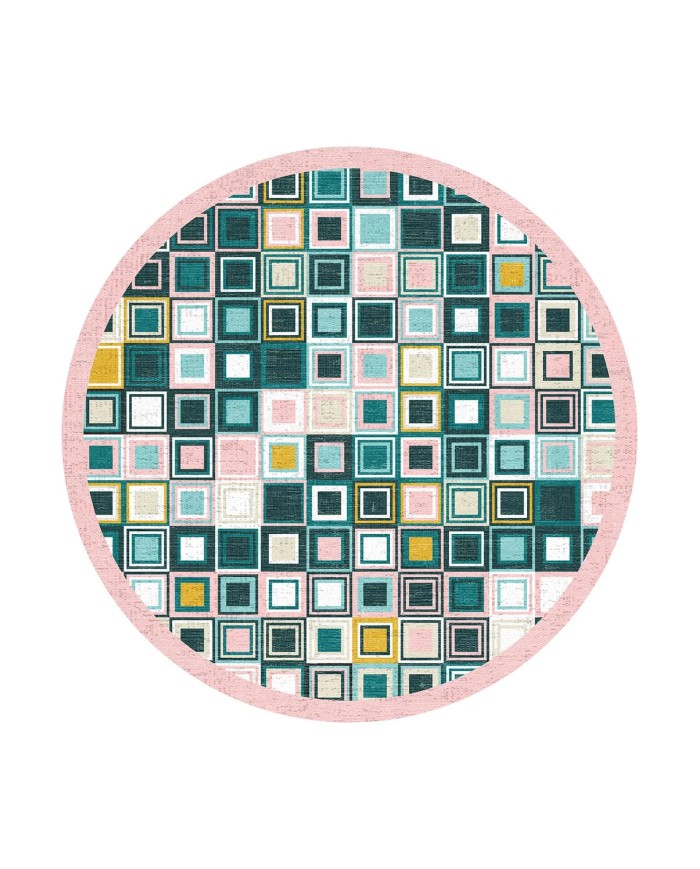 Meran Kadife Yıkanabilir Kaymaz Pamuk Tabanlı Antibakteriyel Yuvarlak Halı