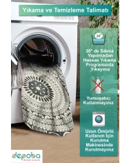 Marena Kadife Yıkanabilir Kaymaz Pamuk Tabanlı Antibakteriyel Yuvarlak Halı