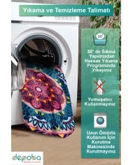 Pare Kadife Yıkanabilir Kaymaz Pamuk Tabanlı Antibakteriyel Yuvarlak Halı