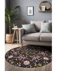 Zunar Kadife Yıkanabilir Kaymaz Pamuk Tabanlı Antibakteriyel Yuvarlak Halı