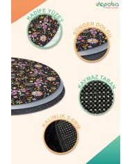 Zunar Kadife Yıkanabilir Kaymaz Pamuk Tabanlı Antibakteriyel Yuvarlak Halı