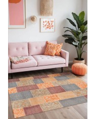 Asene Patchwork Şönil Doğal Pamuk Tabanlı Salon Halısı Kaymaz Antibakteriyel Yıkanabilir Çevre Dostu