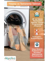 Asene Patchwork Şönil Doğal Pamuk Tabanlı Salon Halısı Kaymaz Antibakteriyel Yıkanabilir Çevre Dostu