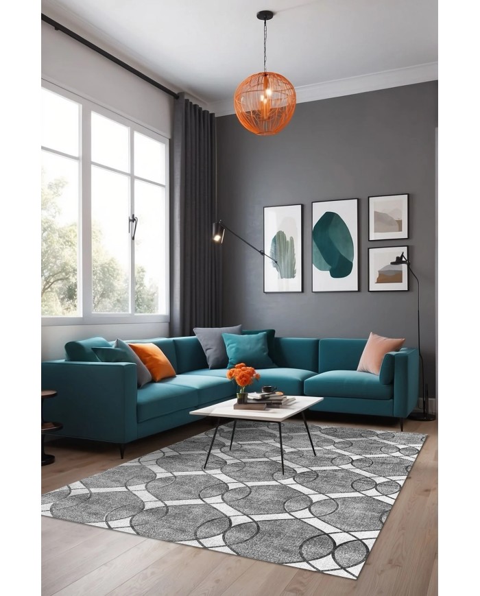 Bempa Modern Şönil Doğal Pamuk Tabanlı Salon Halısı Kaymaz Antibakteriyel Yıkanabilir Çevre Dostu