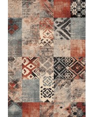 Resaye Patchwork Şönil Doğal Pamuk Tabanlı Salon Halısı Kaymaz Antibakteriyel Yıkanabilir