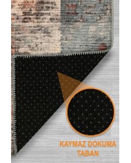 Resaye Patchwork Şönil Doğal Pamuk Tabanlı Salon Halısı Kaymaz Antibakteriyel Yıkanabilir