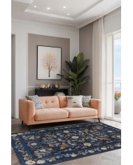 Rehan Vintage Şönil Doğal Pamuk Tabanlı Salon Halısı Kaymaz Antibakteriyel Yıkanabilir Çevre Dostu