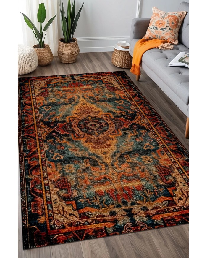 Parem Vintage Şönil Doğal Pamuk Tabanlı Salon Halısı Kaymaz Antibakteriyel Yıkanabilir Çevre Dostu