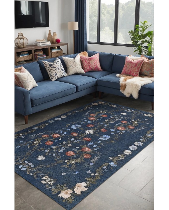 Mayer Vintage Şönil Doğal Pamuk Tabanlı Salon Halısı Kaymaz Antibakteriyel Yıkanabilir Çevre Dostu