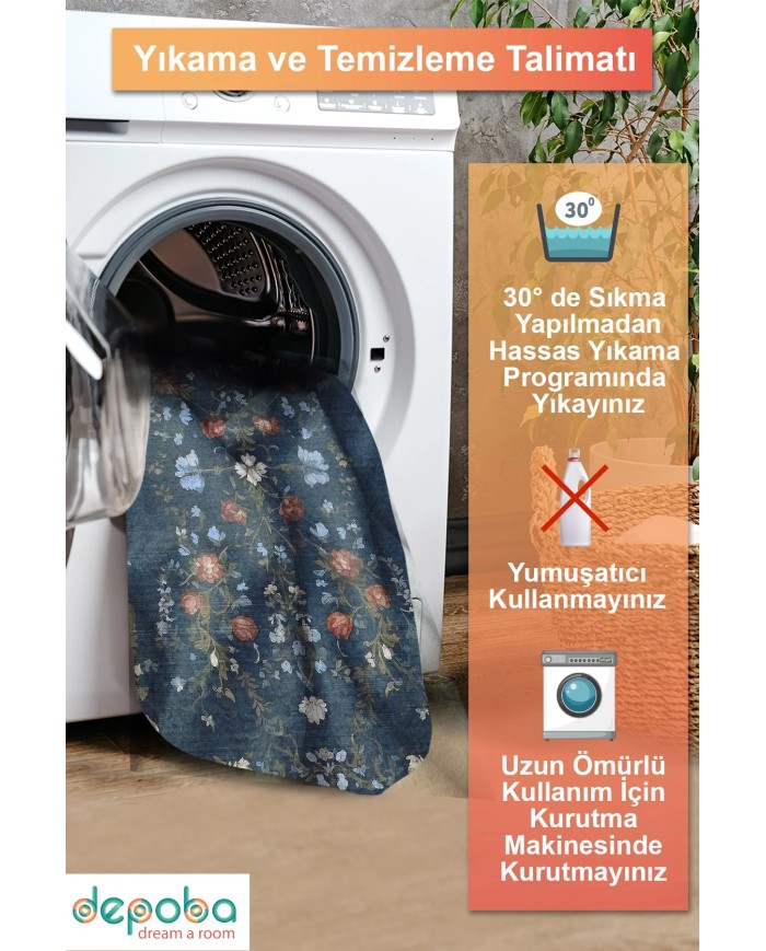 Mayer Vintage Şönil Doğal Pamuk Tabanlı Salon Halısı Kaymaz Antibakteriyel Yıkanabilir Çevre Dostu